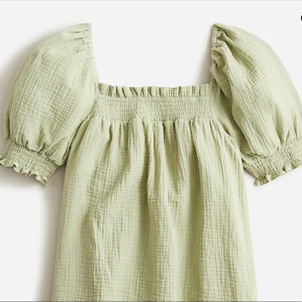 NWT J. Crew soft gauze Squareneck puff-sleeve top Size XXS